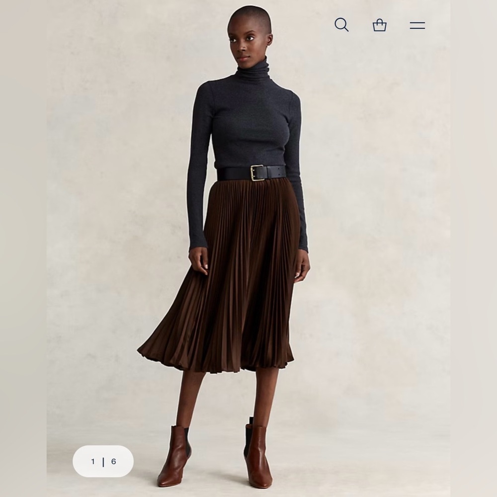 NWT Ralph Lauren Pleated Midi Skirt - Picture 2 of 11